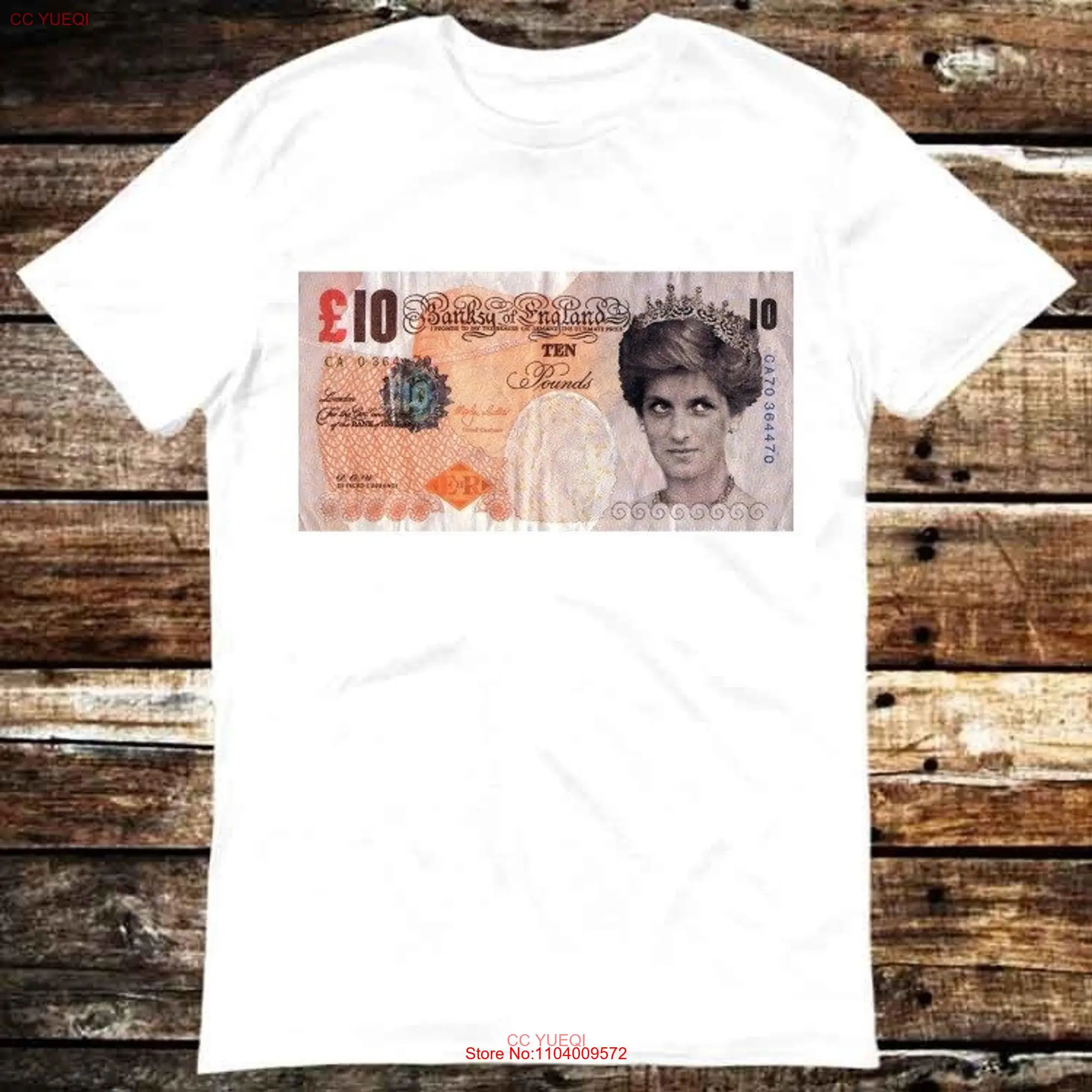 Banksy Princess Diana 10 Pound Note T Shirt Meme Top Gamer Movie Music 6296 long or short sleeves