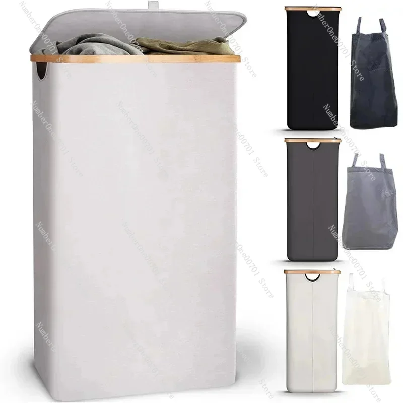 Bamboo Dirty Clothes Basket Bedroom With Inner Bag And Cover Storage Box Bathroom Large Dirty Clothes Basket Laundry Storage