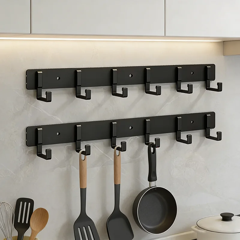Bohrfreier Aluminium-Wandhaken, Starker Klebehaken für Alltagskleidung, Handtücher, Bademäntel, Bad, Küche, Eingangsbereich, Wandorganizer – Detail 6