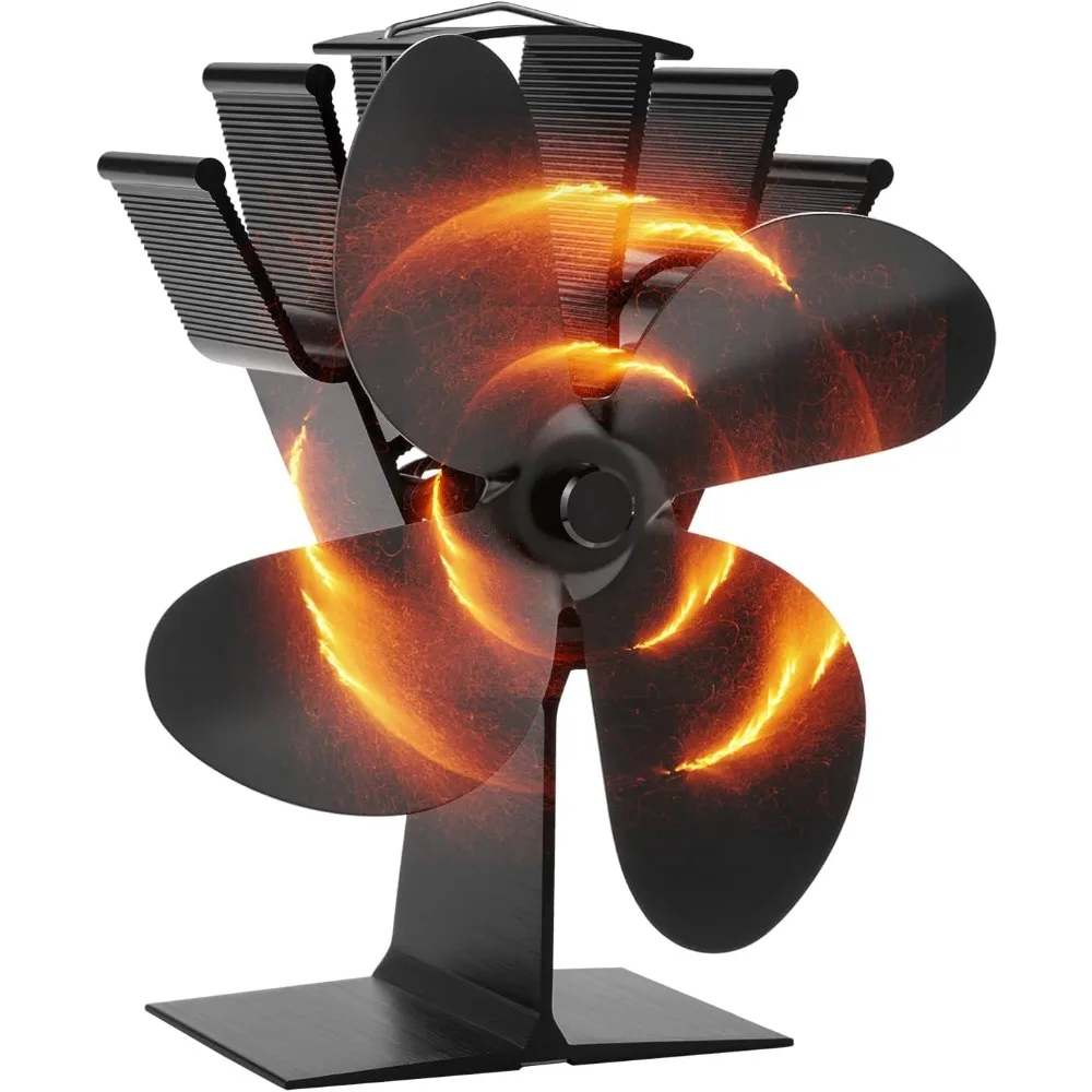 4-Blade Wood Stove Fan for Efficient Heat Circulation and Silent Operation