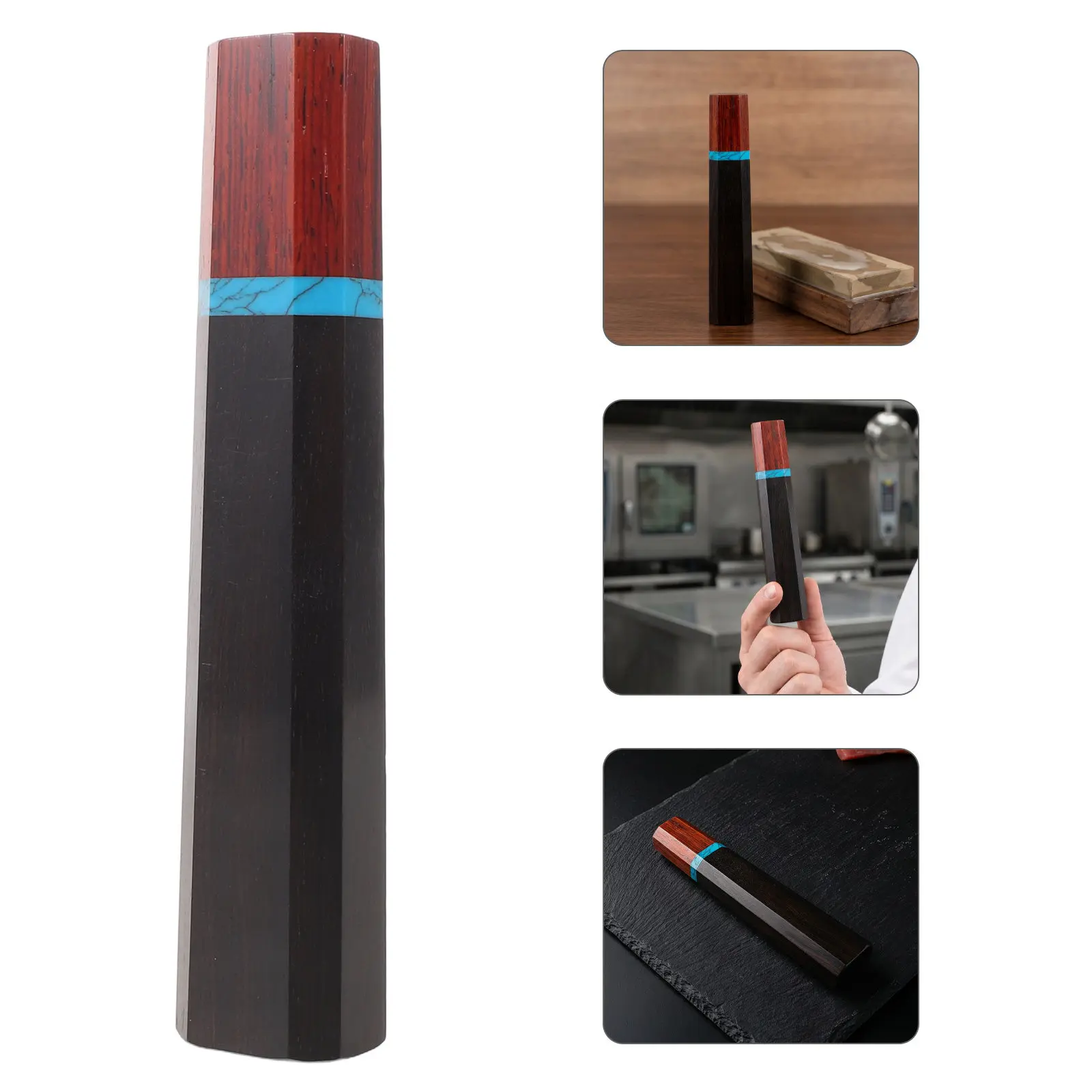Octagonal Wooden Kitchen Knife Handle Japanese Sashimi Knife Handle Replacement 5.3 Non Slip Ergonomic Grip Hole Width 0.6
