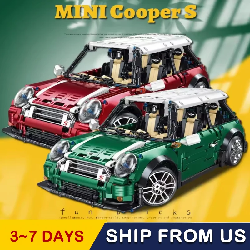 

В наличии 1:10 мини-технический автомобиль Cooper, строительные блоки, наборы, автомобиль, знаменитый MOC-36559, строительство для взрослых, рождественский подарок