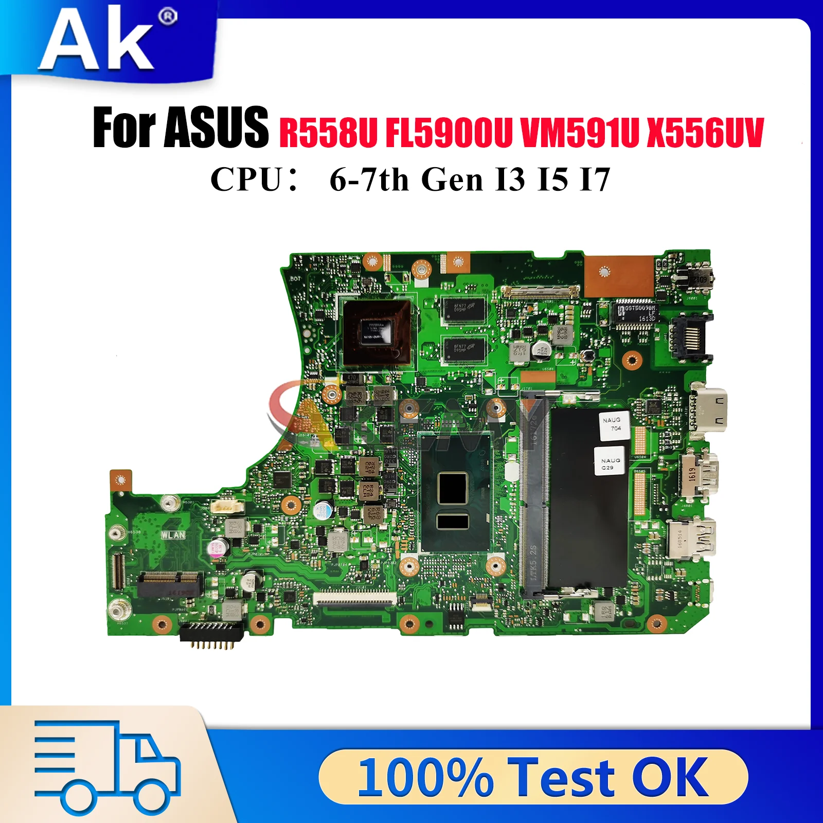 

Материнская плата X556UV для ноутбука ASUS X556UF FL5900U X556U X556UQ X556UJ R558U X556UQK X556URK VM591U с процессором I3 I5 I7
