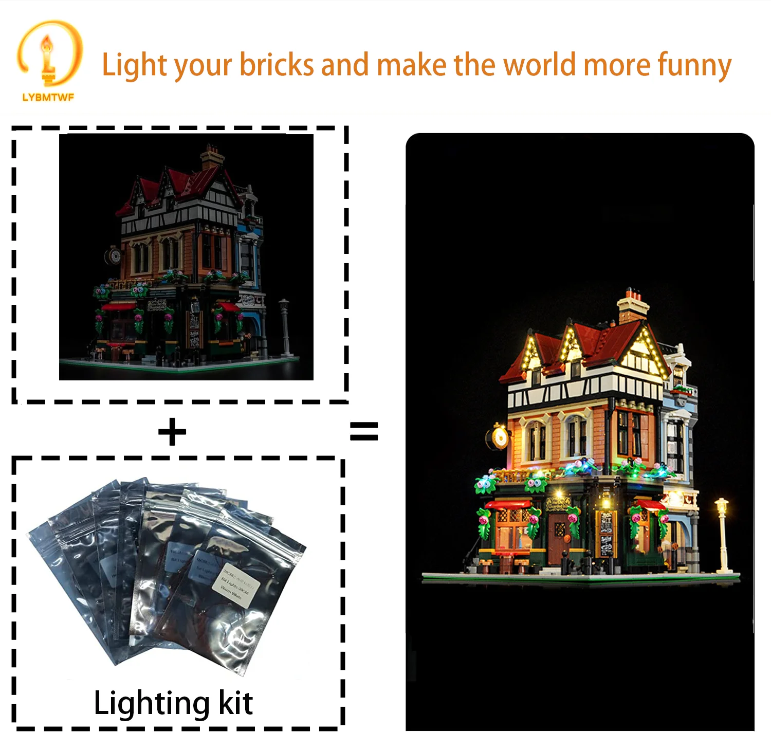 LYBMTWF LED-Beleuchtungsset, DIY-Spielzeug für Tudor Corner 10350, Bausteine (Modellsteine nicht im Lieferumfang enthalten) – Detail 5