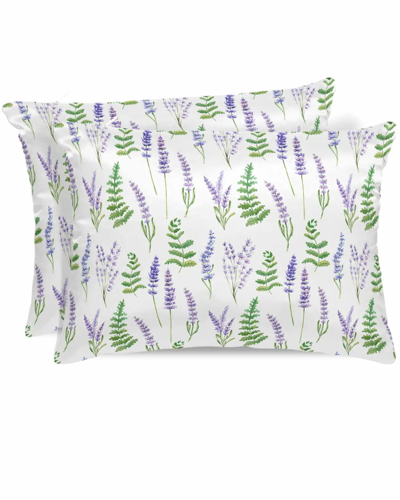 Lavender Texture Plants Bed Satin Pillowcase 2pcs Sofa Pillow Cover Case Bedroom Satin Cushion Covers Home Decor