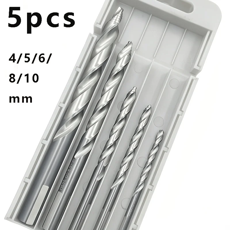 5Pcs Step Twist Drill Bit Set 4/5/6/8/10mm, HSS Cobalt Step Point Drill Bits for Smooth Burr-Free Metal Wood Drilling