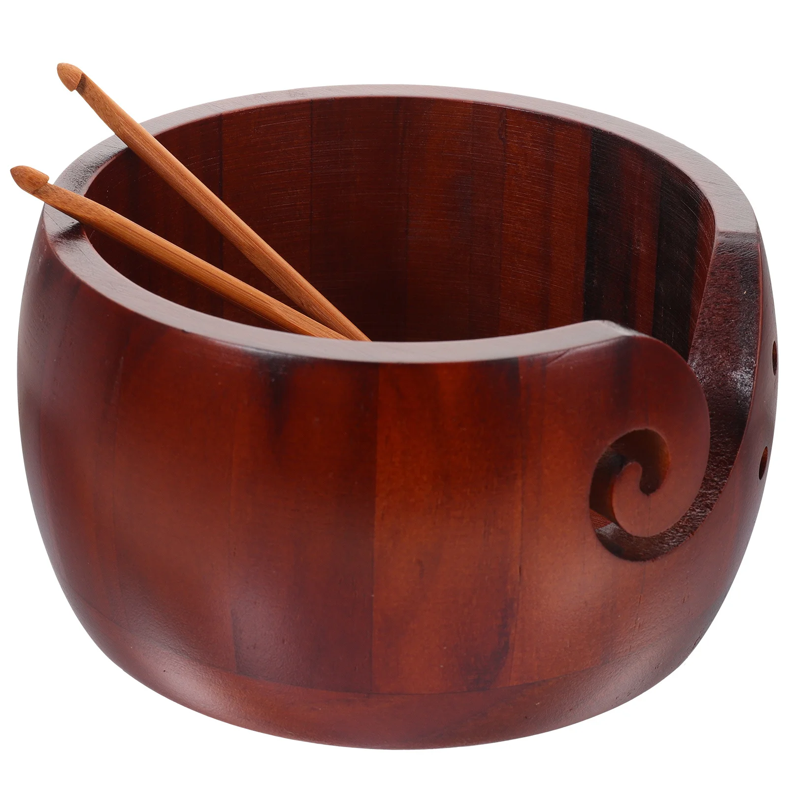

1Set Yarn Bowl Creative Wood Storage Bowl Crochet Hook Organizer Knitting Tools Holder Wool Storage Container Handicraft