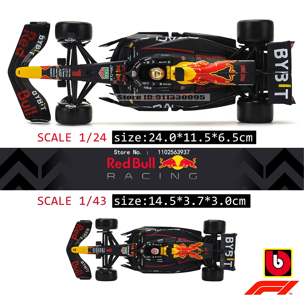 Bburago 1:24 F1 2023 Red Bull RB19 Amerikanische Rennstrecke # 1. Vestappan # 11 Perez Legierungs-Automodelle, Dekorationsstücke, Sammlerstücke, Spielzeug – Detail 2