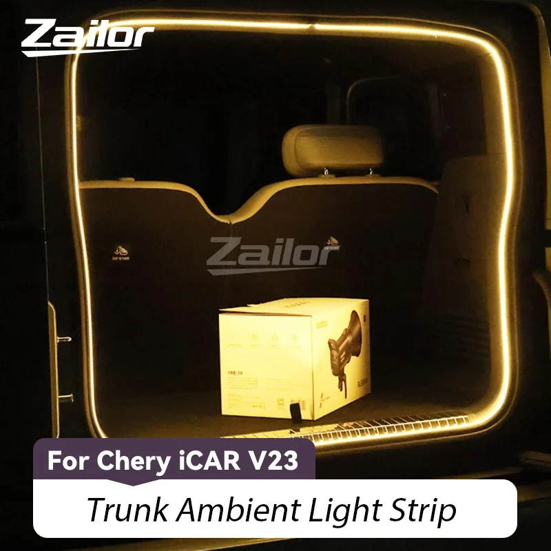 For Chery iCAR iCaur V23 Trunk Ambient Light Strip Rear Trunk No-drill Light Strip Ambient Lighting Car Interior Accessories
