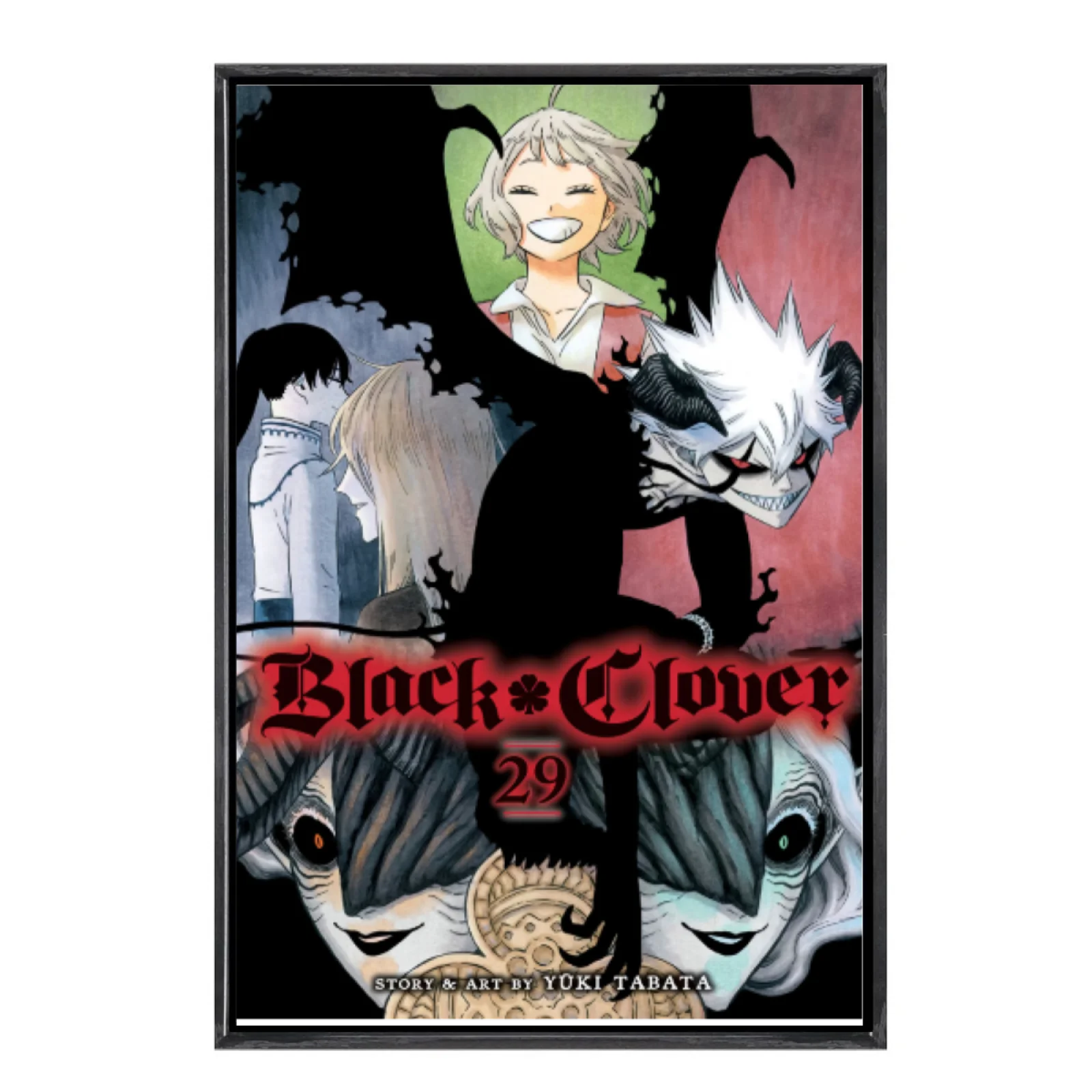 Póster de lienzo de varios tamaños de Manga japonesa, arte de pared de doble marco, decoración del hogar de trébol negro para sala de estar y dormitorio