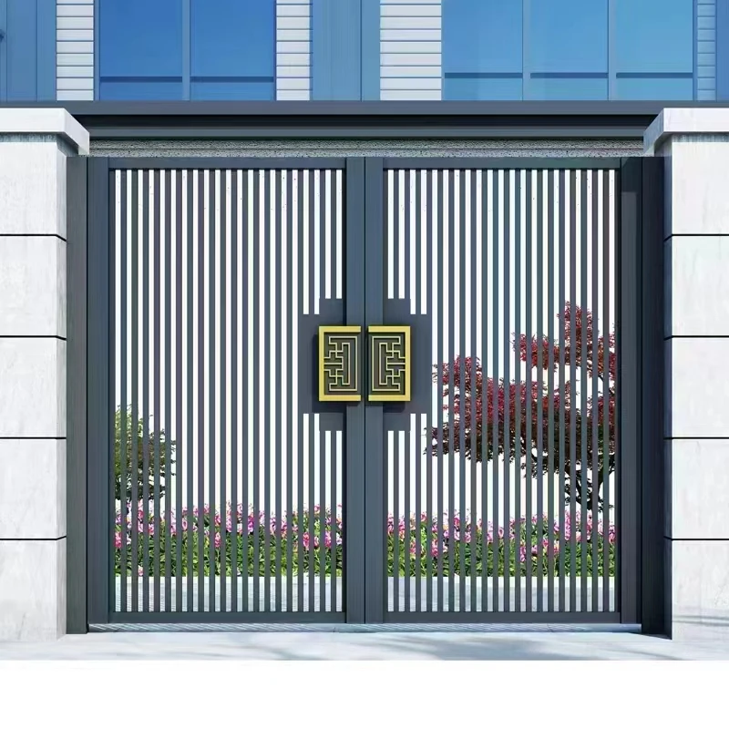 New Chinese style aluminum art gate villa gate country yard electric double-door aluminum alloy courtyard door