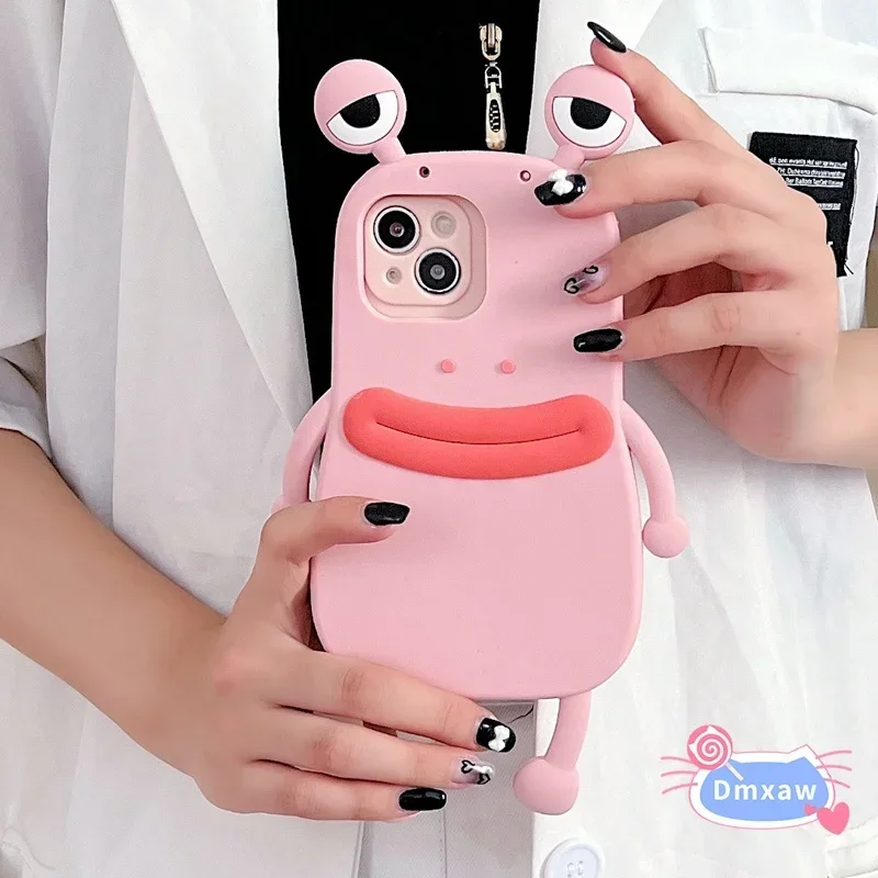 3D Cute Frog Phone Case For OPPO A58 A58X A17 A17K A77 A57 2022 4G 5G A94 5G A54 4G Reno 2Z 2F 2 Z A92 A72 A52 Silicone Cover