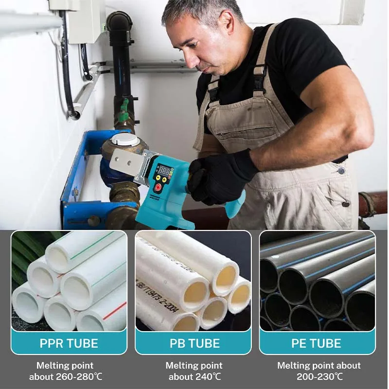 ماكينة لحام الأنابيب الكهربائية اللاسلكي فوزر PPR/PB/PE سبيكة لحام أنبوب بلاستيكي PP التدفئة تذوب الساخن صالح مع بطاريتين #3