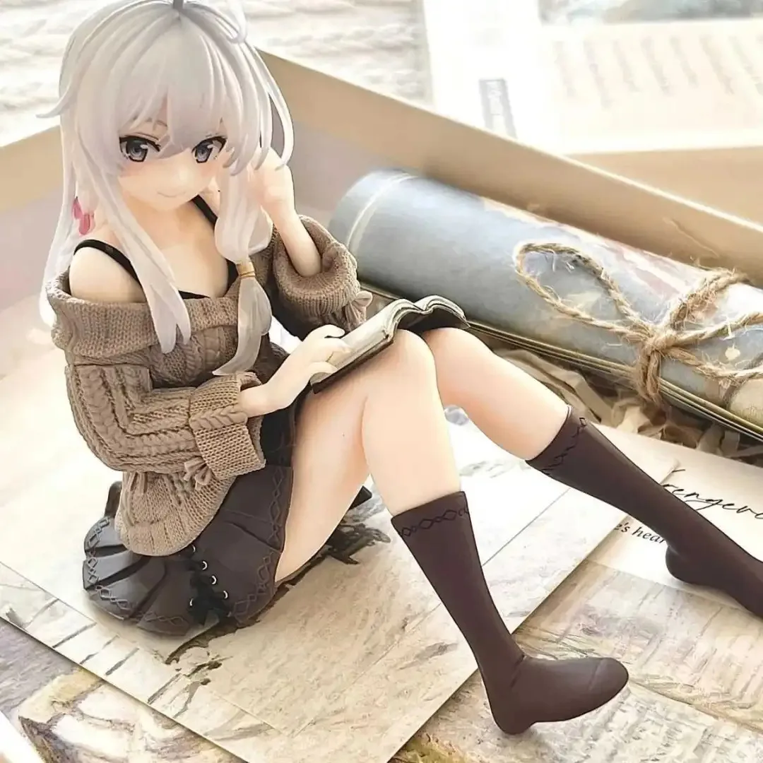 10cm Elaina Wandering Witch Anime Figure Casual Sweater Sitting Posture PVC Action Figure Desktop Decoration Collection Gift