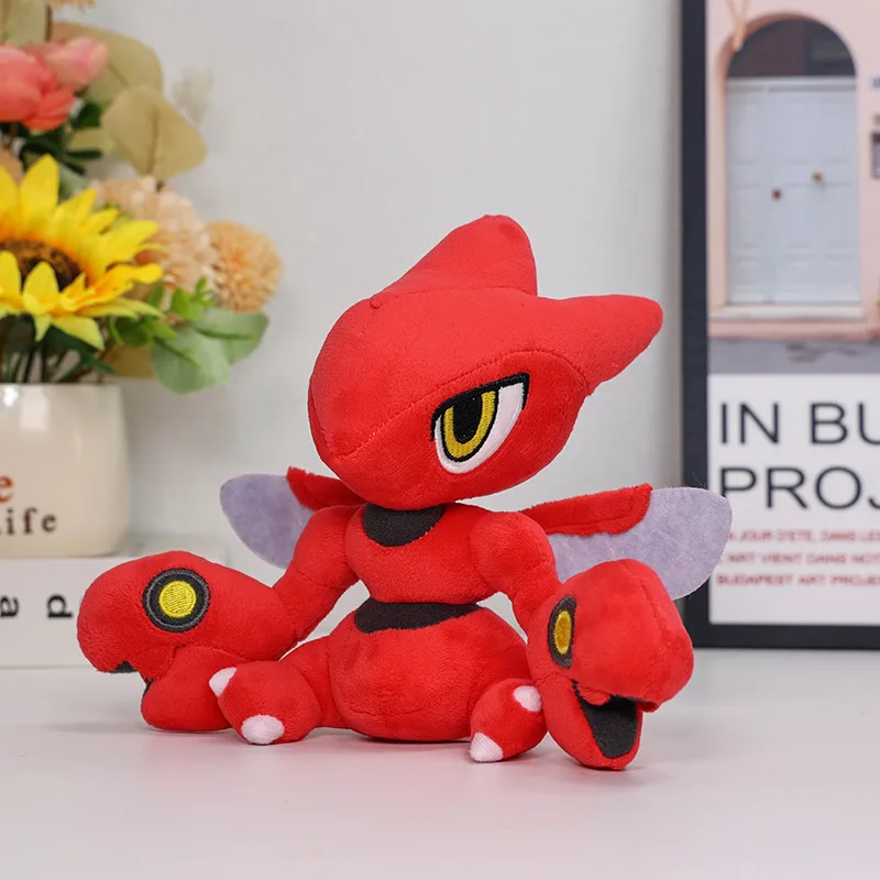 16cm rojo Scizor Pokemon juguetes de peluche muñeca de Anime lindo Kawaii Mantis Pokémon Plushie cumpleaños relleno regalo para niños Navidad