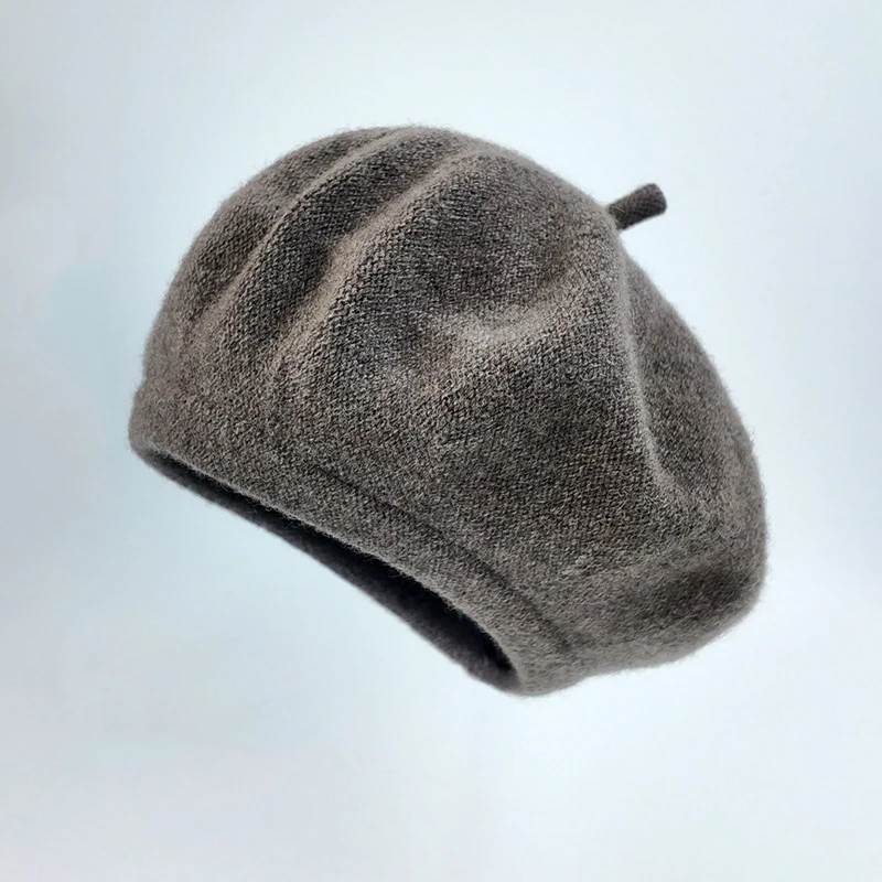 

Beret Women Winter Wool Knit Hat Solid Color Warm Soft Accessory For Autumn Outdoors Sports Cold Weather