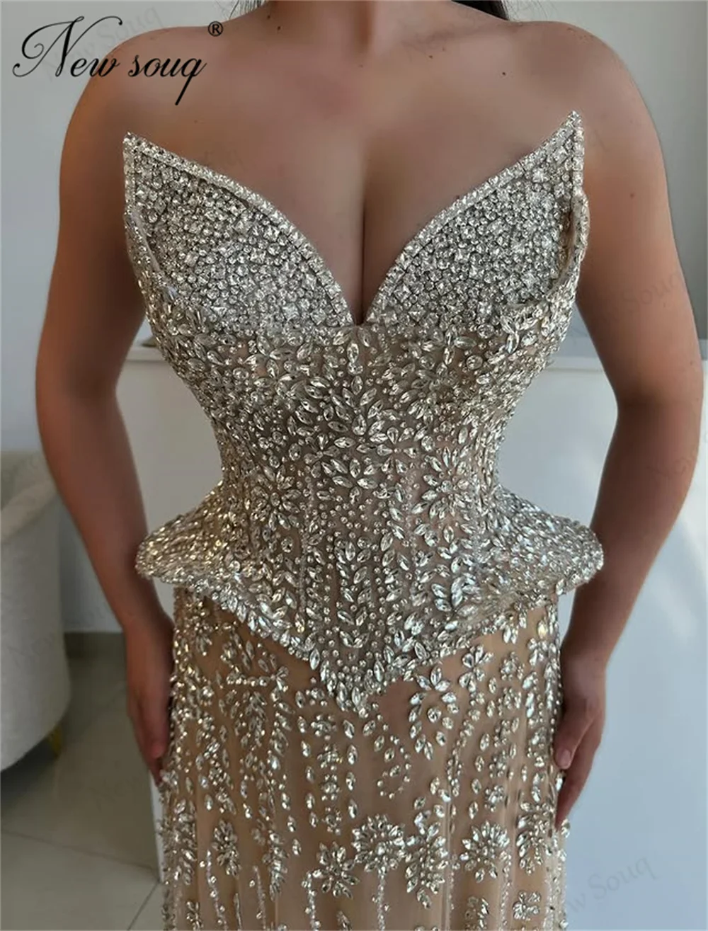 

Coutures Heavy Beaded Strapless Evening Dresses Robes De Soiree A Line Crystals Wedding Party Gowns Birthday Cocktail Dress 2025