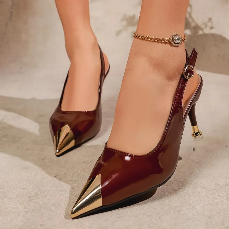 

Изысканные женские босоножки-стилеты с острым носком и ремешками, не утомляющие ноги, на высоком каблуке