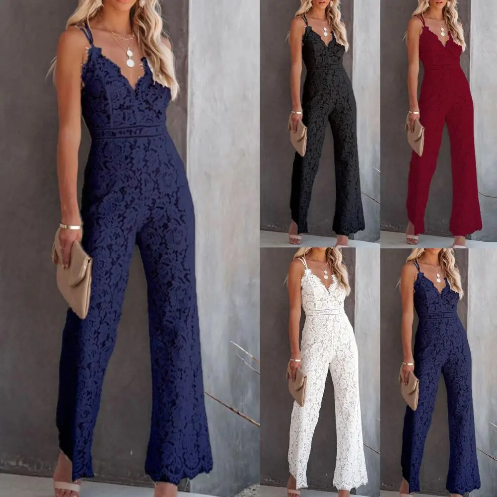 

Slim Romper Slim Office Lady Overalls V Neck Spaghetti Straps Jumpsuit