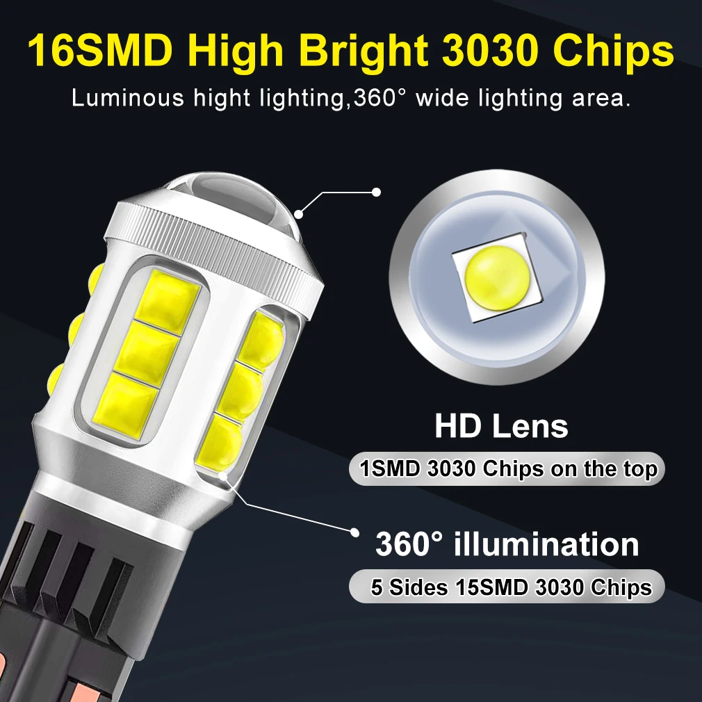 4000LM T15 LED Lamp W16W LED Canbus No Error 3030 Chips 912 921 Żarówka samochodowa Światło cofania Super jasna lampa samochodowa 6500K — zdjęcie 3