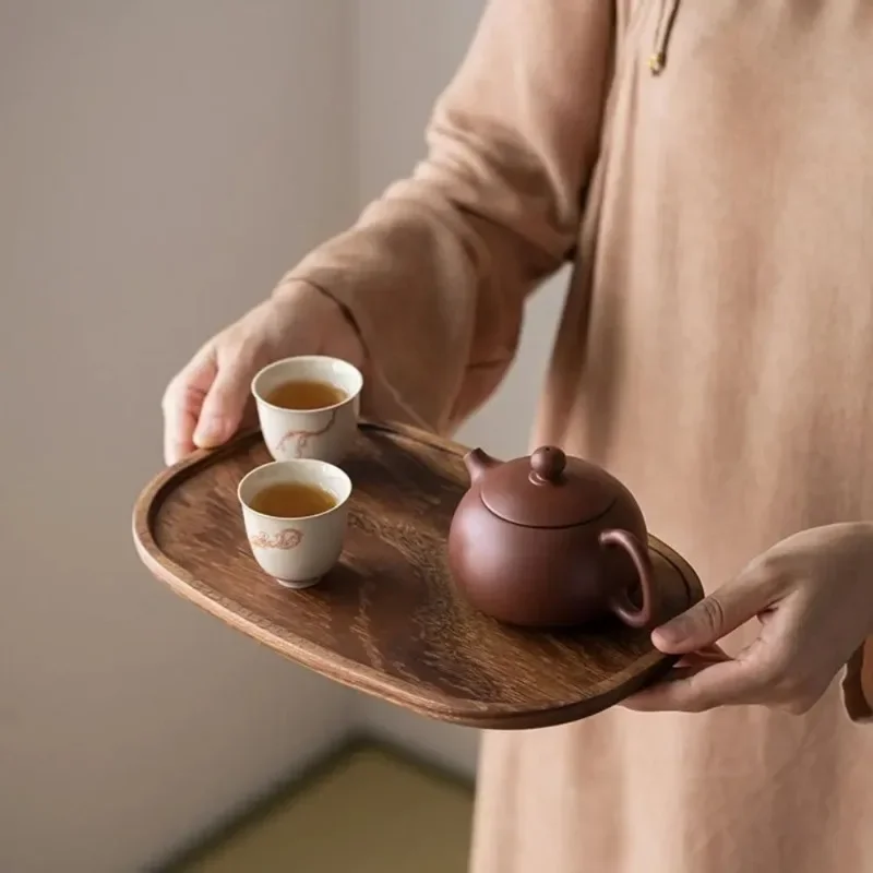 Japanese Style Solid Walnut Wood Serving Tray Rectangular Tea Tray for Dessert Snack Coffee Table Home Kitchen Decor Gift