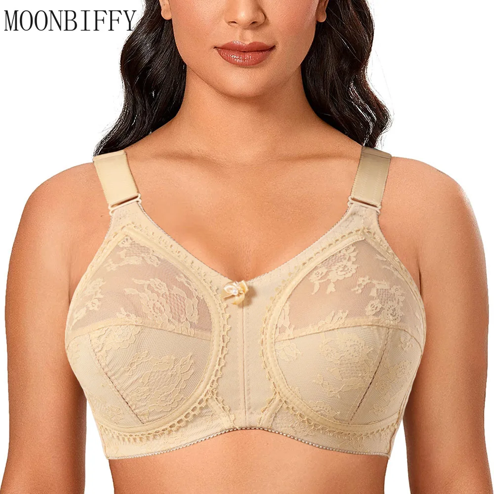 Bras for Women Big Minimizer Bras Large Size Lace Bra Women Unlined Full Cup Big Cup Thin Wireless Adjusted-straps Soutien Gorge