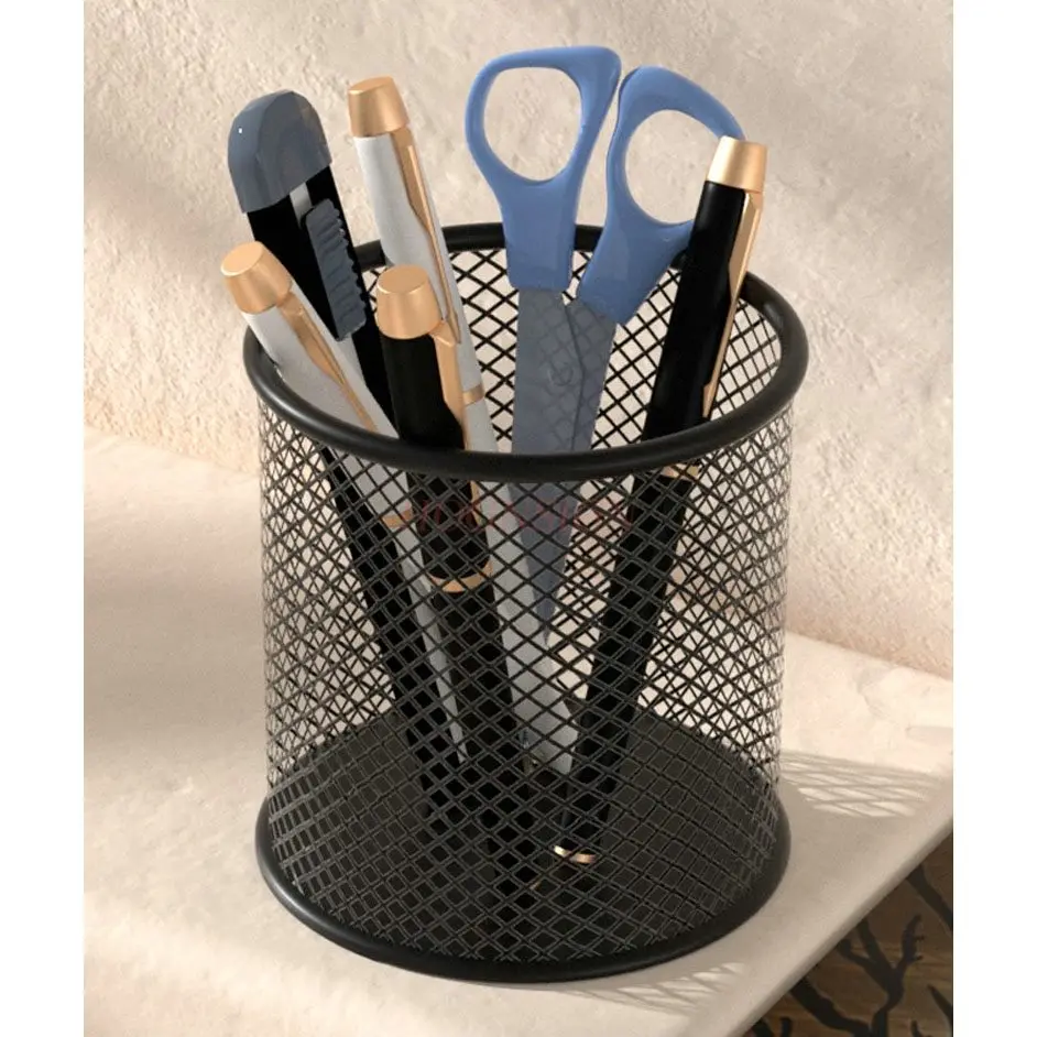 1pcs Storage pen bucket, pen holder, pen holder, simple and high-end student multifunctional metal large capacity pen holder