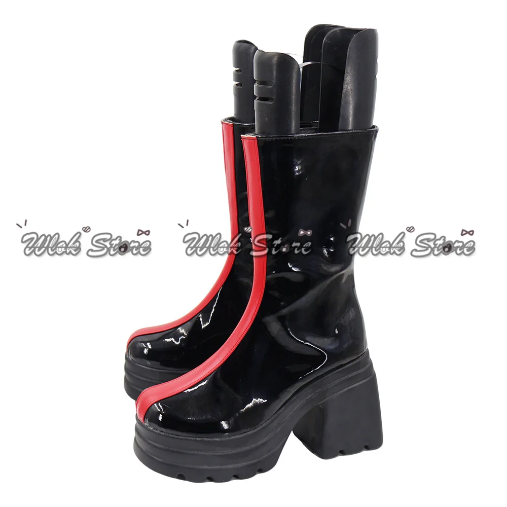 Anime kpop demon hunters rumi cosplay sapatos desempenho de palco botas pretas mulheres meninas festa de halloween role play sapatos plataforma