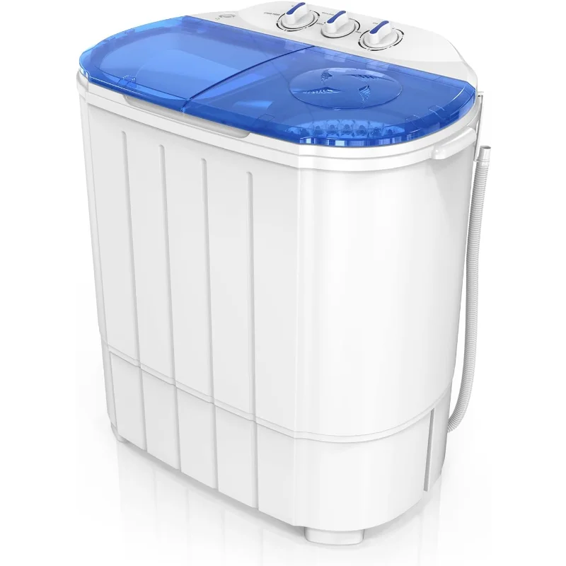 غسالة محمولة ROVSUN سعة 11 رطل، مجموعة غسالة ومجفف كهربائي مع غسالة (7 رطل) ومغزل (4 رطل) وتصريف الجاذبية