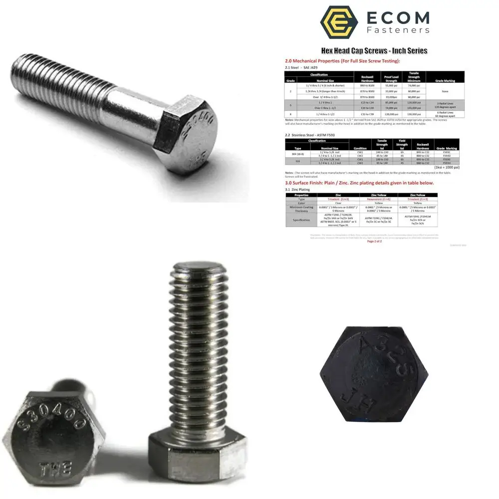 مسامير سداسية من الفولاذ المقاوم للصدأ 3/8-16 × 4.5 بوصة خيط خشن 50 عبوة من السحابات الثقيلة الملولبة جزئيًا #1