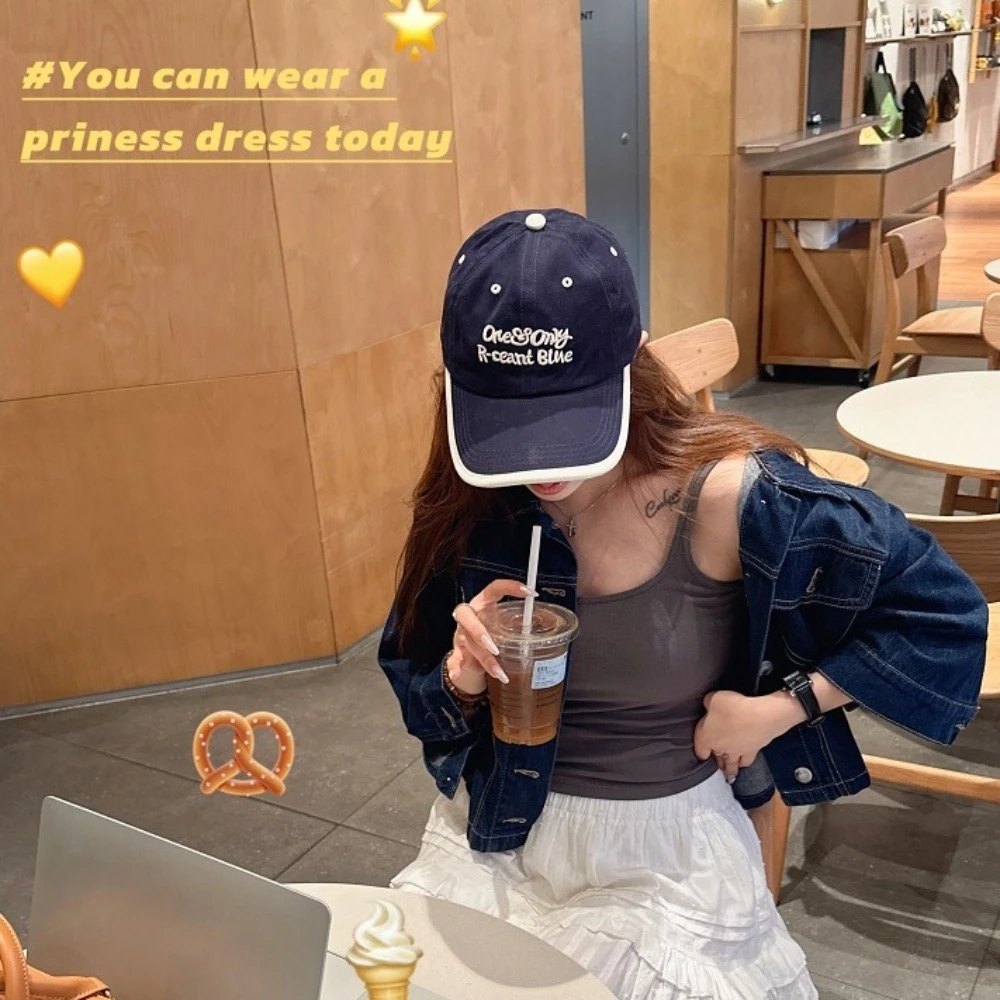 Letter Embroidered Embroidery Letter Cap Hip Hop Sun Protection Wave Point Baseball Cap Korean Style Adjustable Peaked Cap