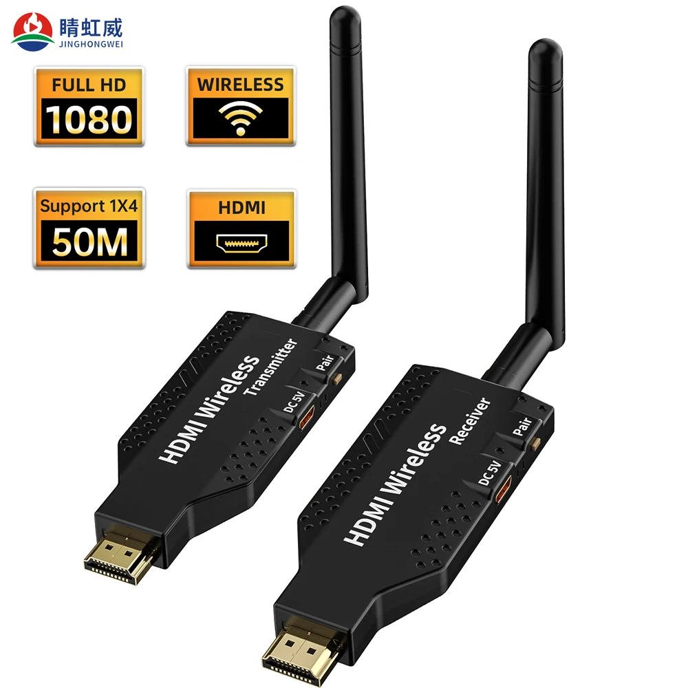 Support 1TX to 1/2/3/4 RX 50M Wireless HDMI Display Wifi Video Transmitter and Receiver Extender for PS4 PC Camera To TV Monitor