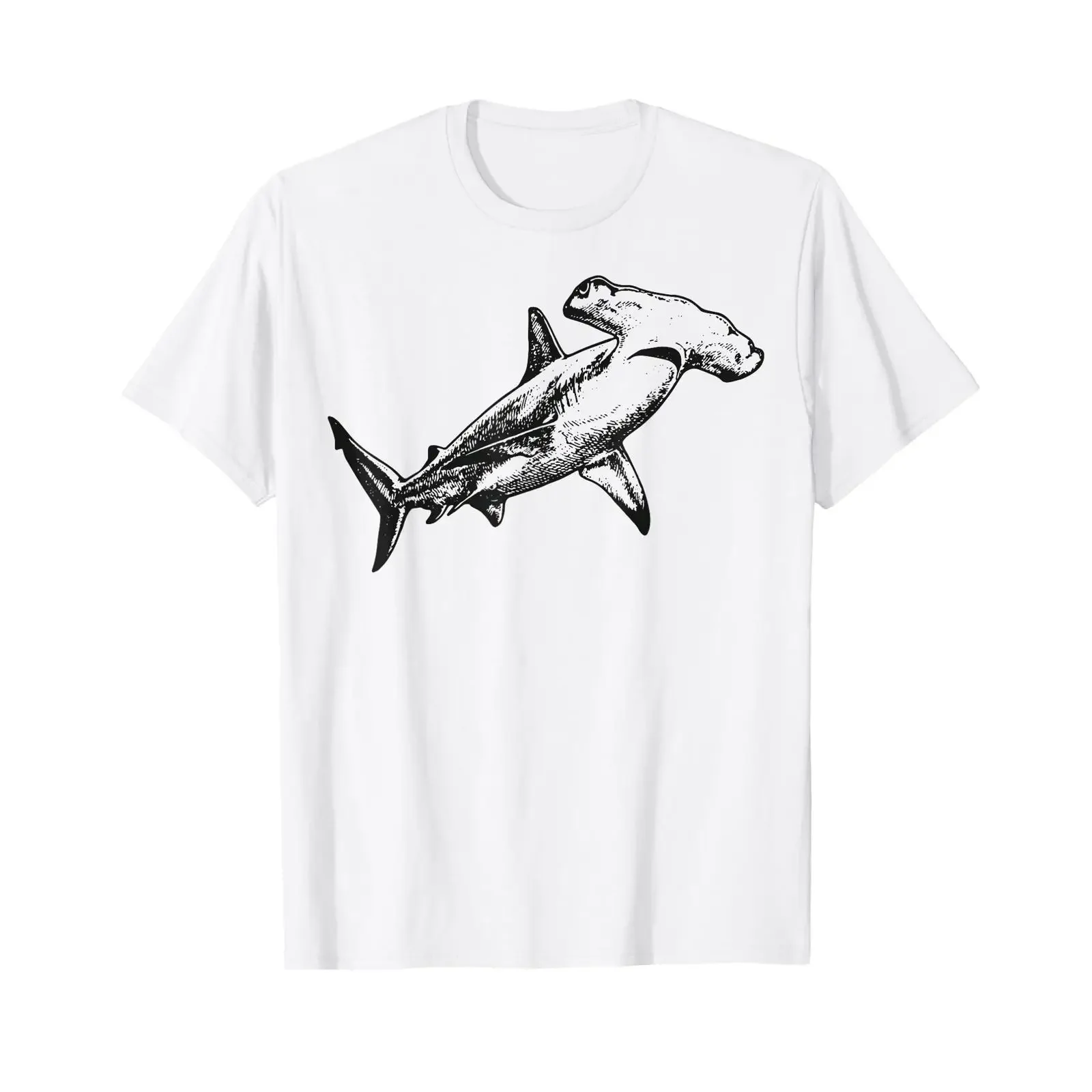 Hammerhead Shark Illustration Ocean T Shirt vintage Washed Unisex Slightly Casual homme Comfortable fashion Stretched Stylish