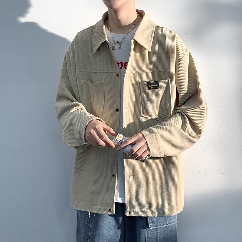 

Oversize Men's Long Sve Corduroy irt Casual Hong Kong Sle 300 Pou Trendy Autumn Clothing Versatile Men's Button-Up