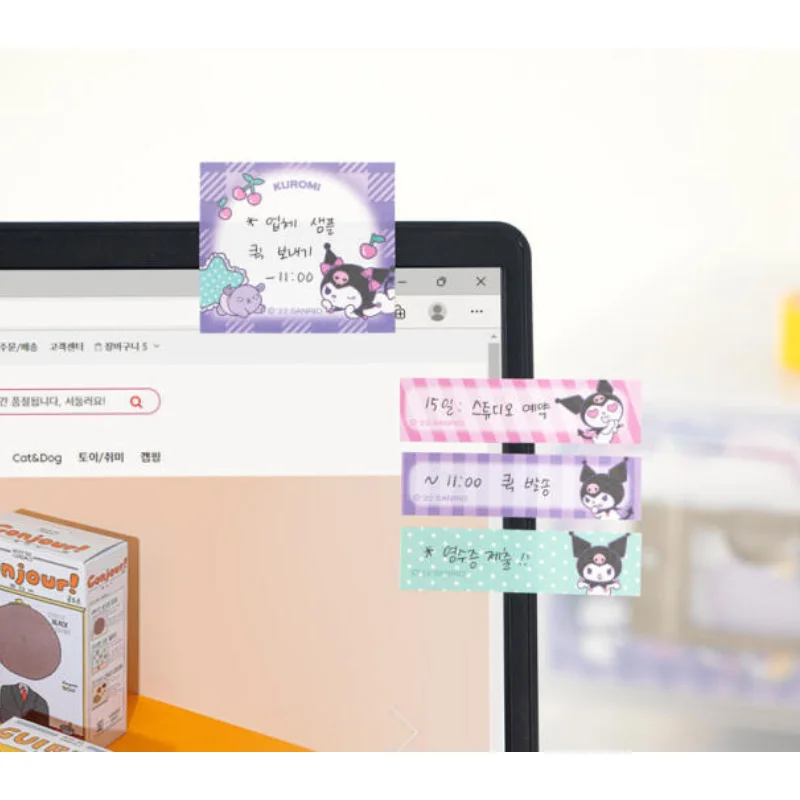 Kawaii الكرتون مرحبا كيتي لصق مثبت ملاحظة Mymelody سينامورول لطيف كورومي دفتر طالب مدرسة مكتب القرطاسية #4
