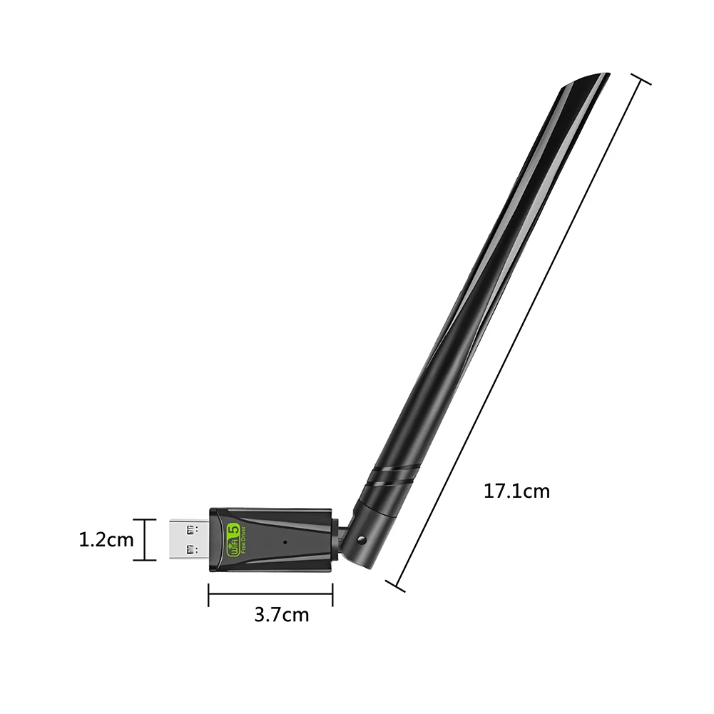 

650Mbps Wireless Dongle Network Card External Antenna Dual Band 2.4GHz 5GHz Network Card Receiver Wide Coverage Plug and Play