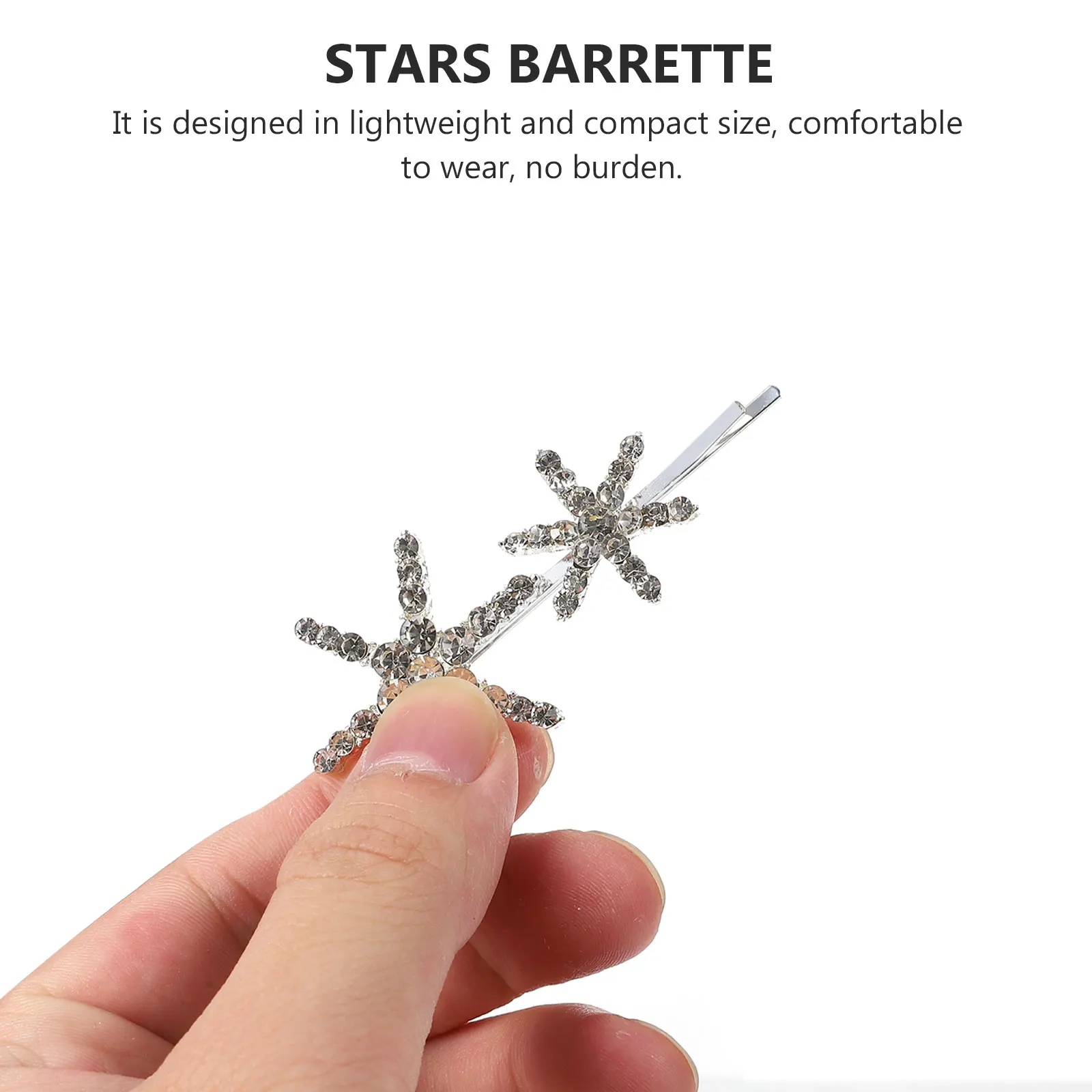 

1Set Sparkly Rhinestones Stars Hair Clip Set Alloy Hairpins for Festival Wedding Party Birthday Barrettes Stars Barrette