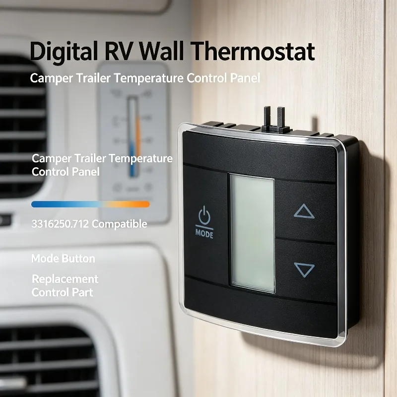 2 PCS Digital RV Wall Thermostat, Dometic 3316250.712 Camper Trailer Temperature Control Panel Replacement Parts