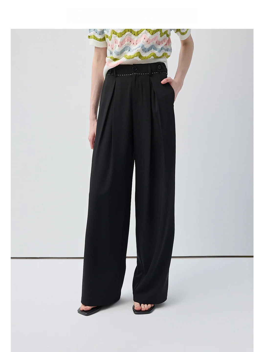 

Брюки женские VEGA CHANG черные повседневные с высокой талией, прямые, немнущиеся, с эффектом драпировки, стройнящие, летние, новинка