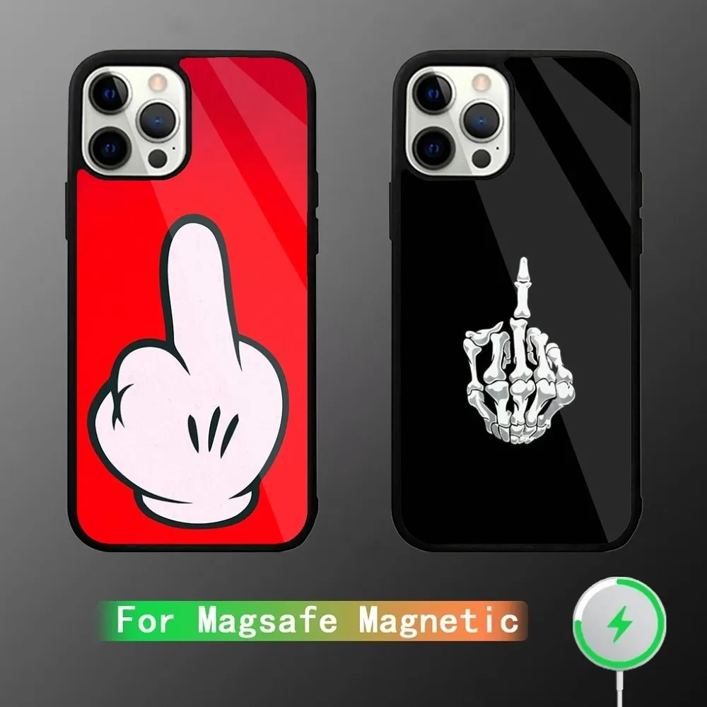 

Cartoon Middle Finger Phone Case For iPhone 15,14,13,12,11,Plus,Pro,Max Mini Magsafe Magnetic Wireless Charging