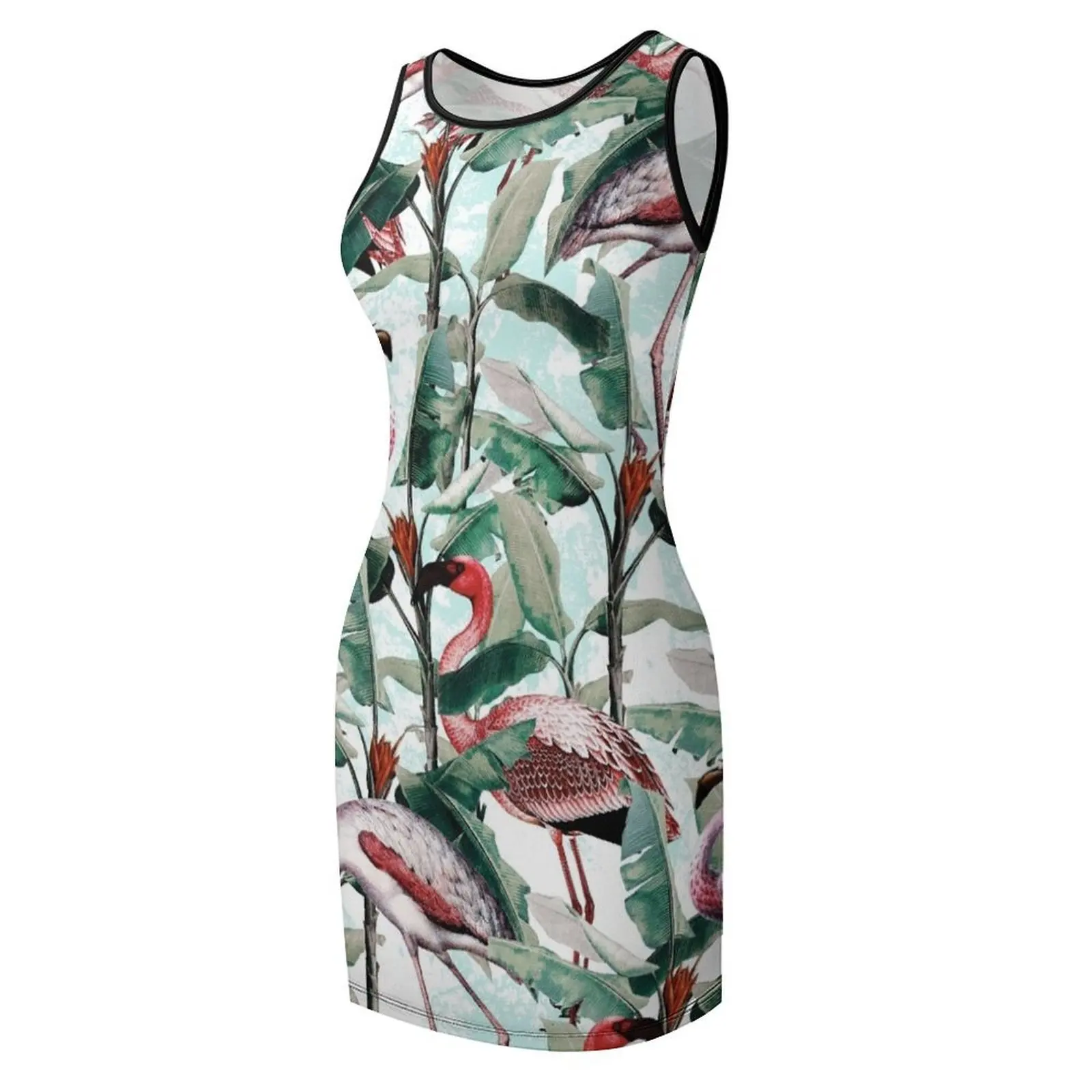 Abiti da spiaggia prendisole senza maniche floreali e fenicotteri VIII per abiti da sera da donna 2025 Abiti da festa