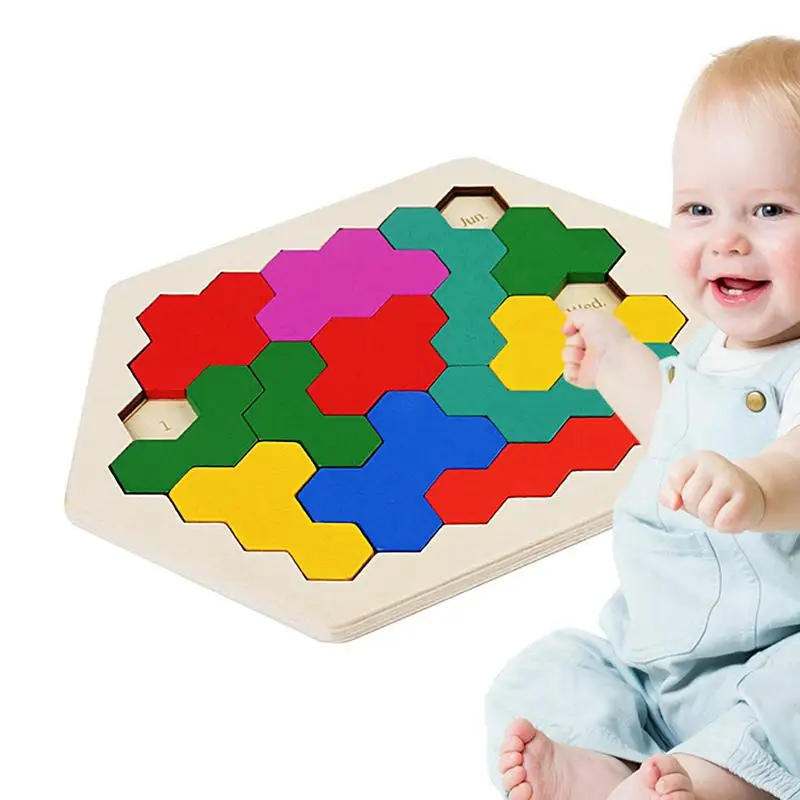 

Hexagon Puzzle Games Tangram Brain Teaser Toy Portable STEM Educational Logic Game For All Ages Challenge Kids Children Adults