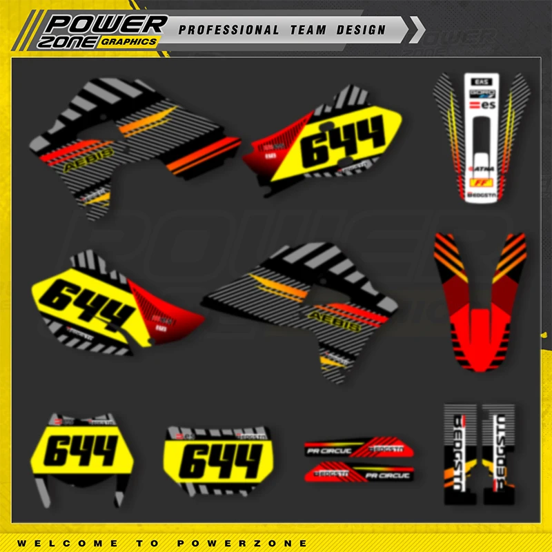 PowerZone Custom Team Graphics Decals Stickers Kit For Honda XR 650R 2009-2000 Supermoto 650cc Number Name Custom