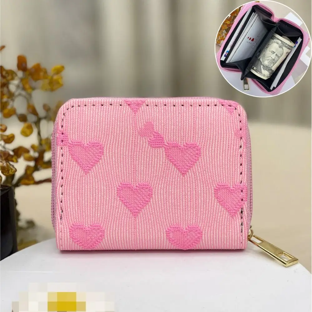 Mini Wallet Durable Zipper Heart Print Card Holder Money Bag Women Girls