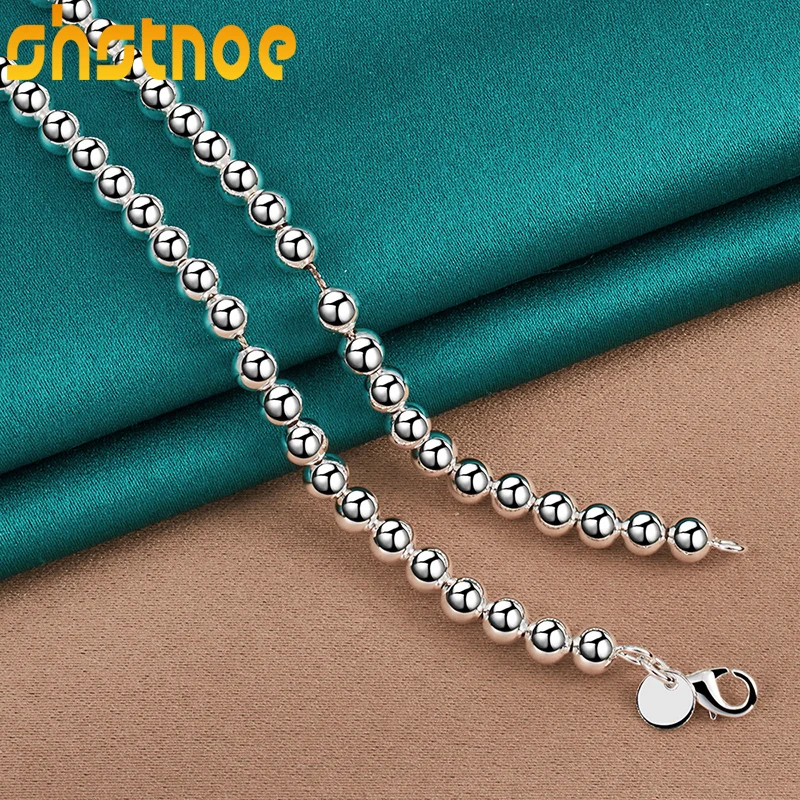 925 Sterling Zilver 6Mm Smooth Kralen Bal 18 Inch Chain Ketting Voor Vrouwen Party Engagement Wedding Fashion Charm Sieraden