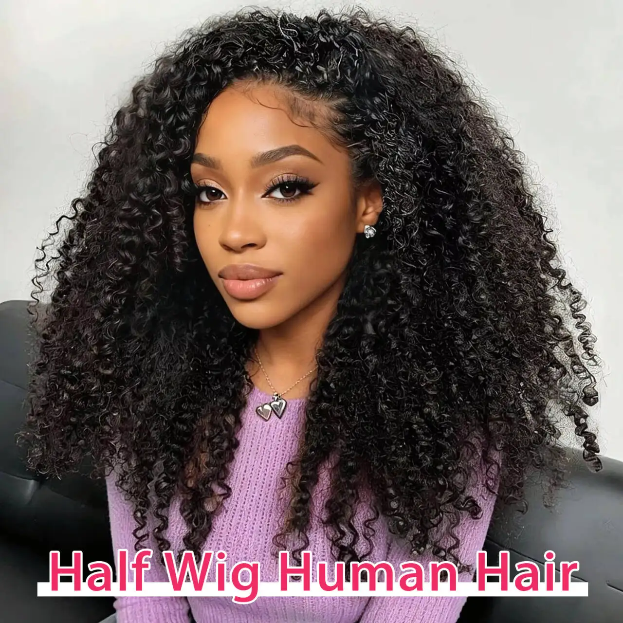 New Arrival 3 IN 1 Half Wig With Drawstring Seamless Human Hair Wig Kinky Curly Headband Wig Upgrade for Women Summer Machine Wigs