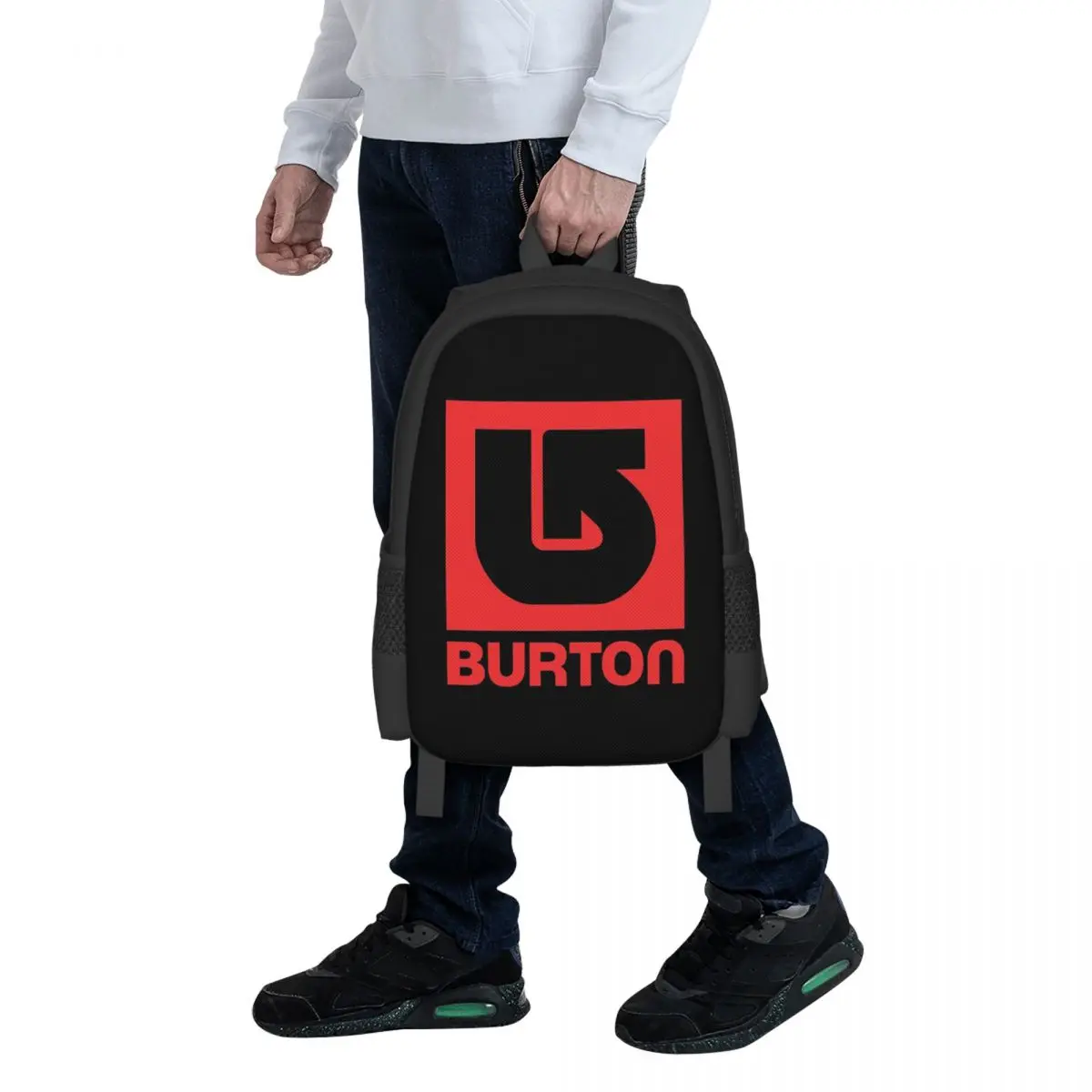 Red Upward Curved Arrow On Square Frame Student Backpack School Bag Hiking Travel Daypack Fashion Bookbag Shoulder Bags