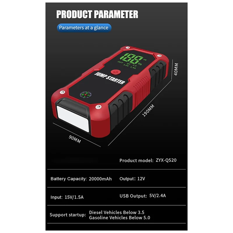 

Portable Multifunctional Car Emergency Supply Plus Power Bank Spare Power Supply Car Spare Battery Rescue