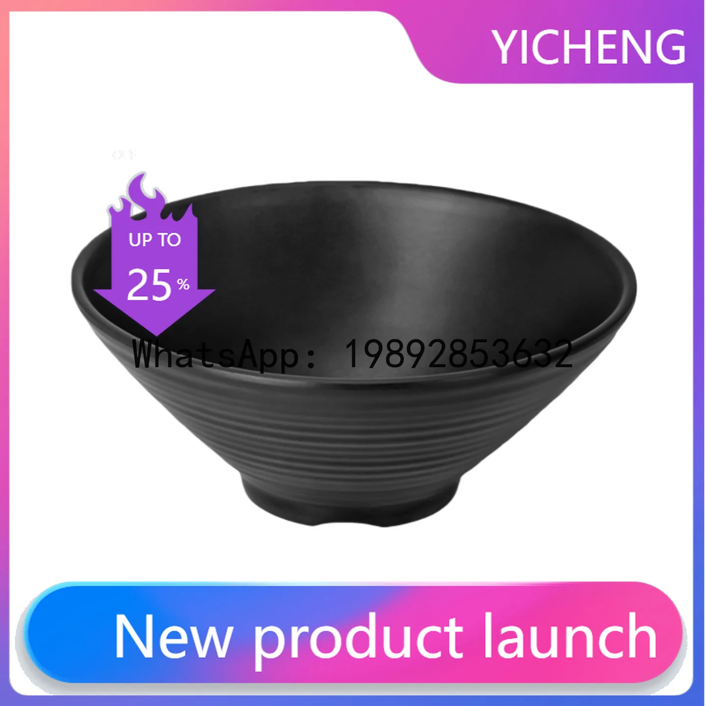 

Melamine ramen bowl set rice noodle bowl malatang black plastic bowl and chopsticks 12-piece set