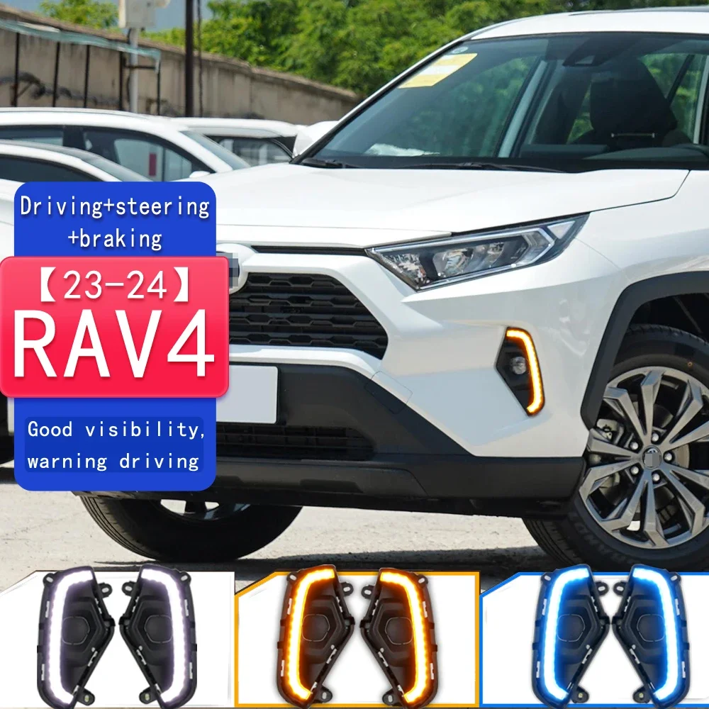 

2pcs LED DRL (Daytime Running Light) + Yellow Turn Signal + Fog Lamp for Toyota RAV4 2023-2024 – High Bright & Easy Install